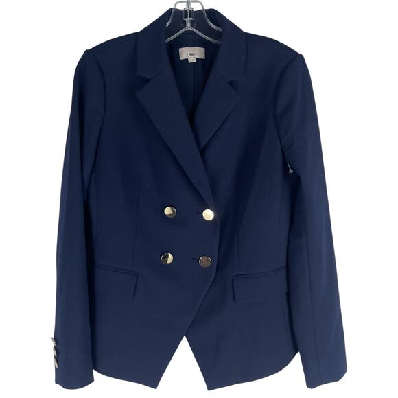 Ann Taylor LOFT Double Breasted Gold Button Blazer Jacket Navy Size 2 - Picture 2 of 8